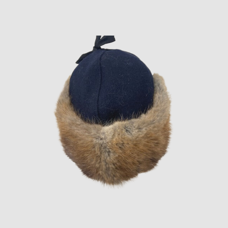 Men's Natural Muskrat Hat - Melton Fabric Crown
