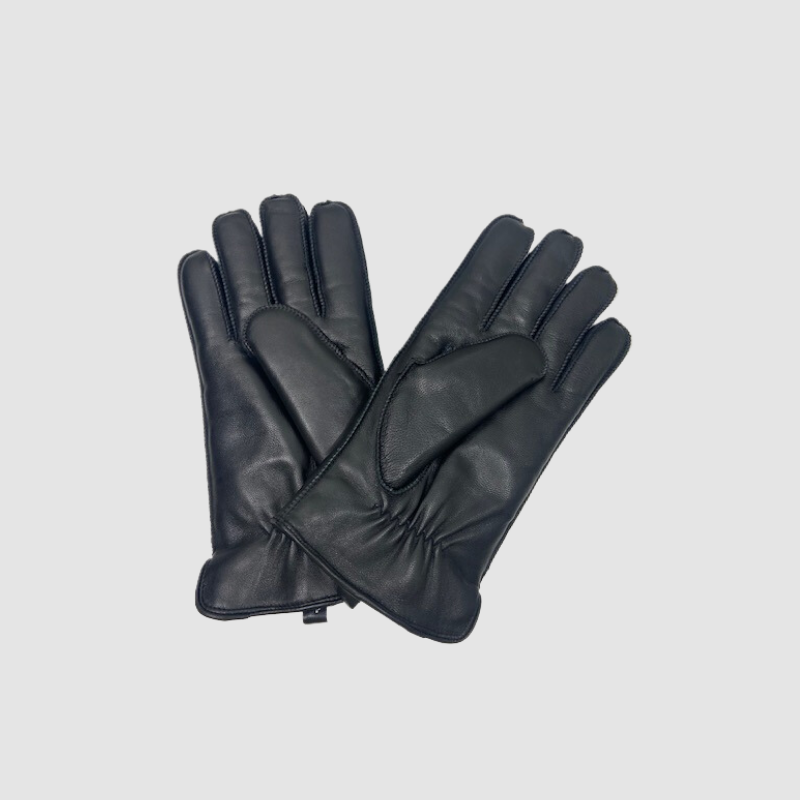Men's Sheepskin Lined Black Leather Gloves