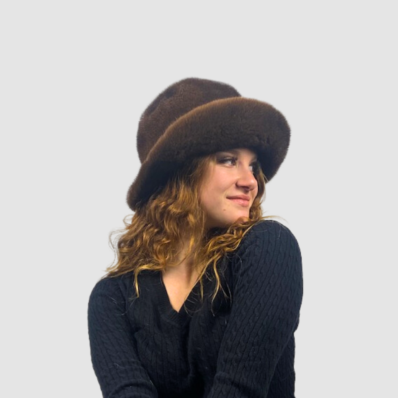 Mahogany Mink Floppy Hat