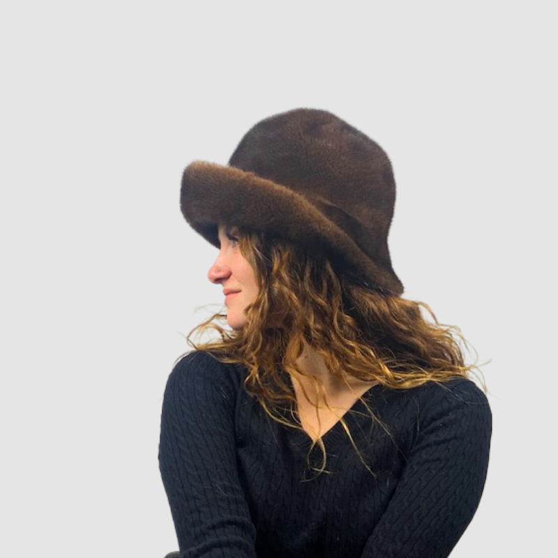 Mahogany Mink Floppy Hat