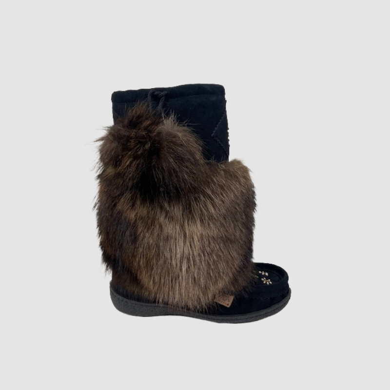 Mukluk Boot with Raccoon Trim - Pom Poms