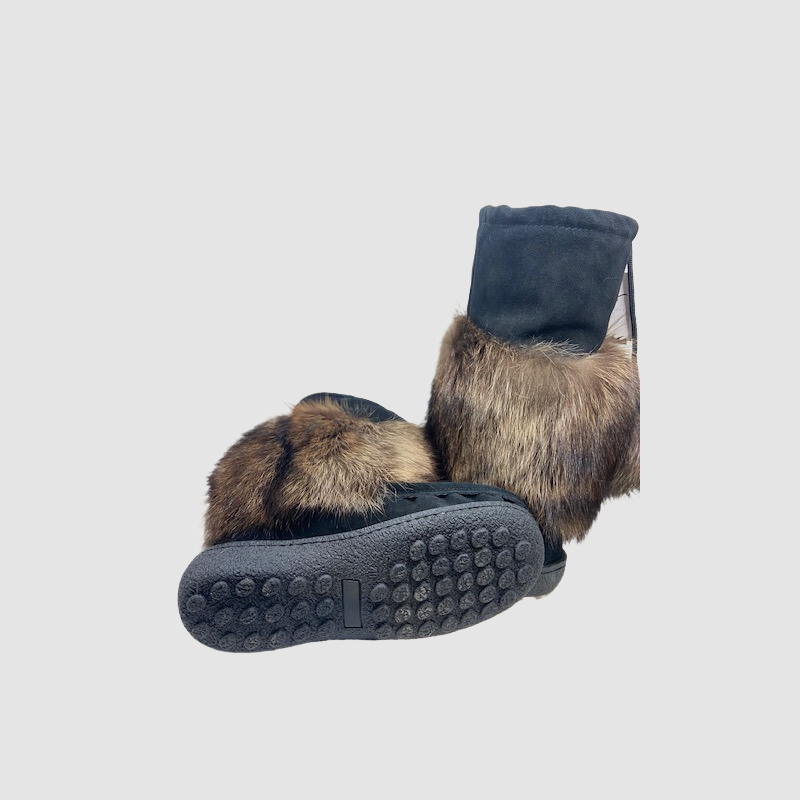 Mukluk Boot with Raccoon Trim - Pom Poms