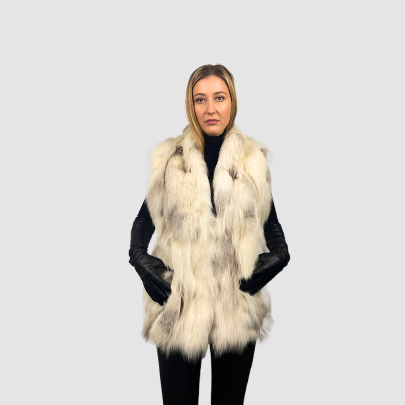 Natural Shadow Fox Patch Work Vest