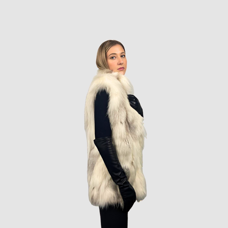 Natural Shadow Fox Patch Work Vest