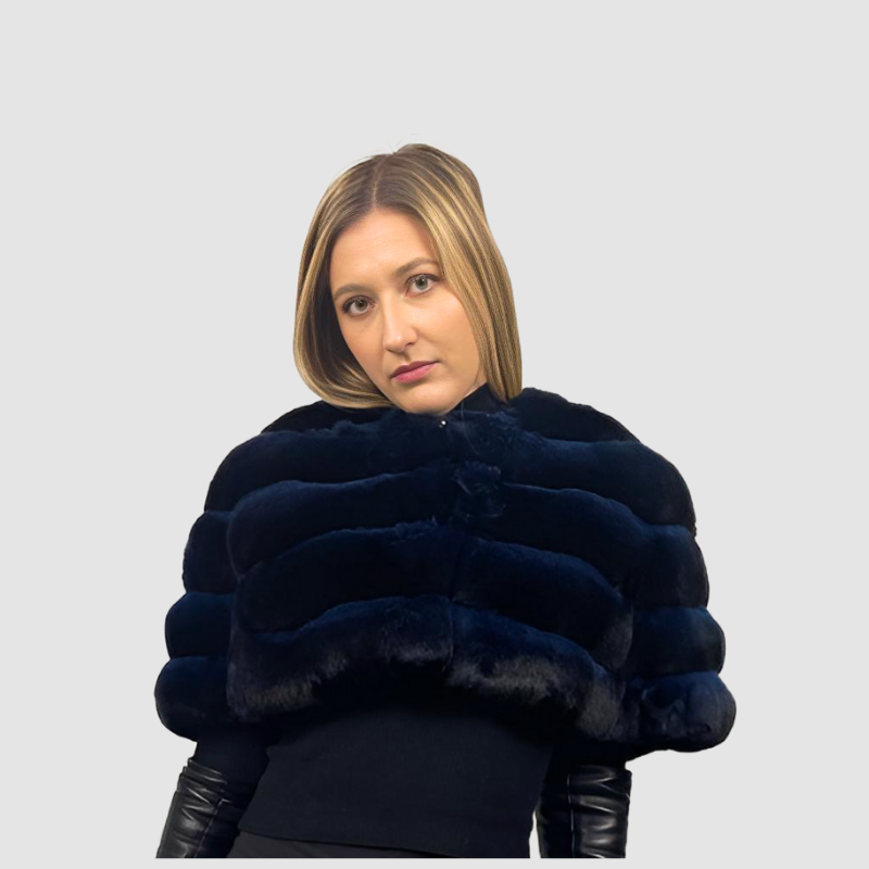 Navy Dyed Chinchilla Capelet