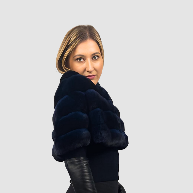 Navy Dyed Chinchilla Capelet