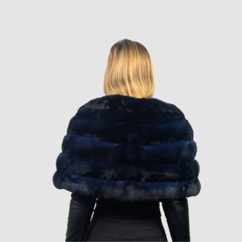 Navy Dyed Chinchilla Capelet