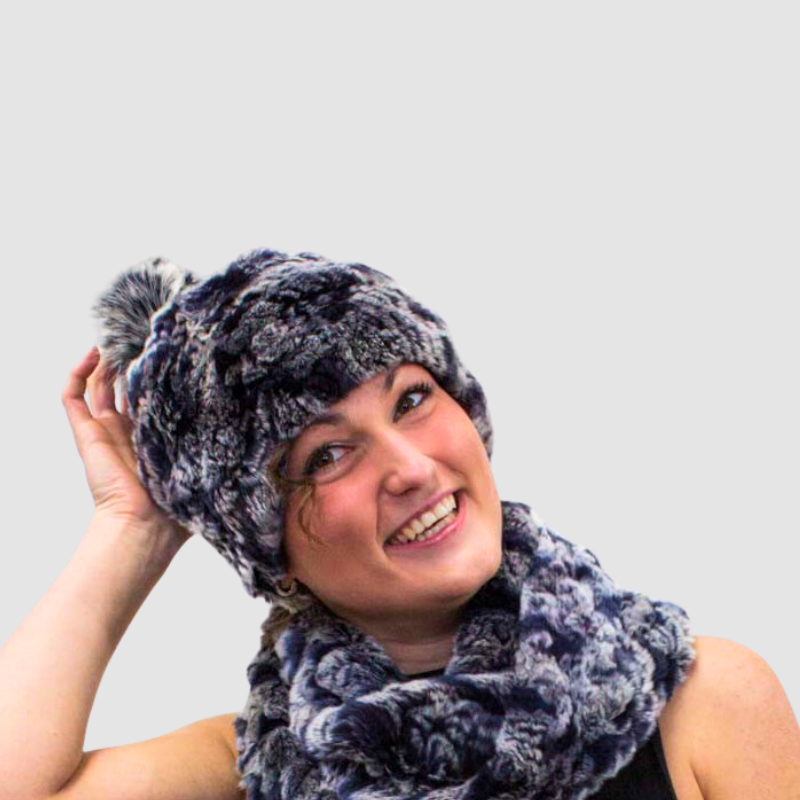 Rex Rabbit Knit Hat - Fox Pom Pom
