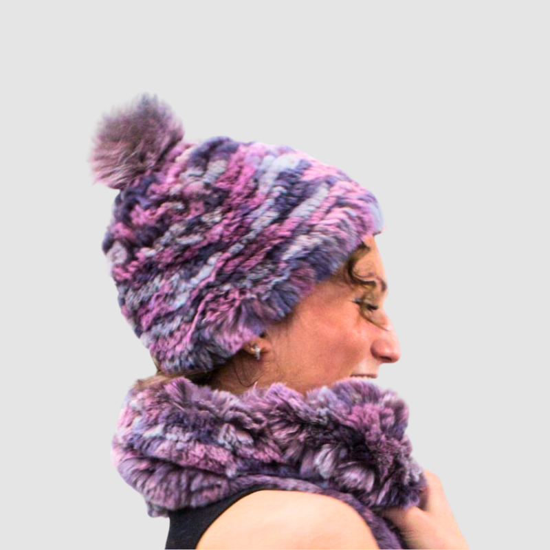Rex Rabbit Knit Hat - Fox Pom Pom