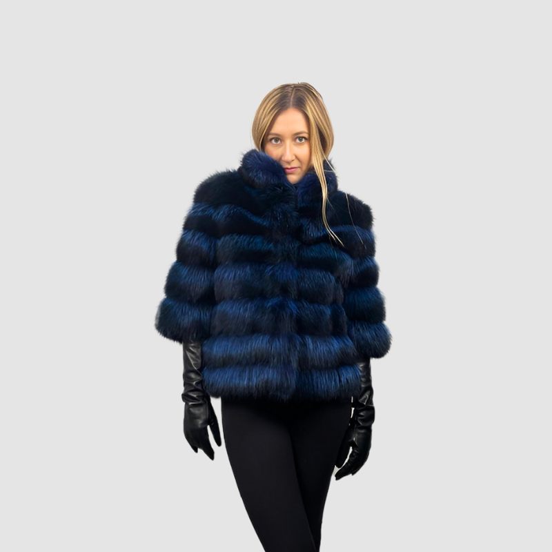 Royal Blue Dyed Raccoon Jacket