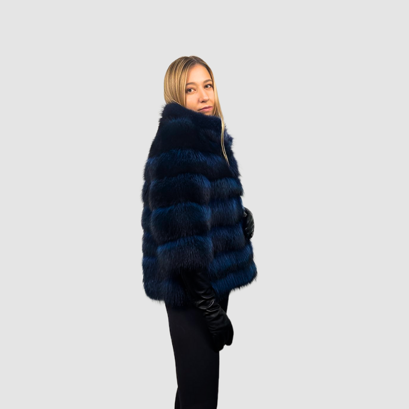 Royal Blue Dyed Raccoon Jacket