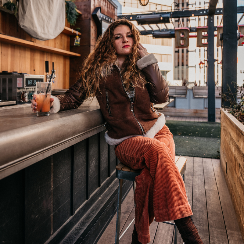 STEFANO Shearling & Fabric Jacket - Fox Collar