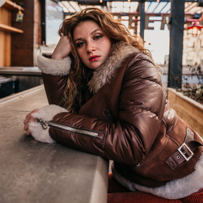 STEFANO Shearling & Fabric Jacket - Fox Collar