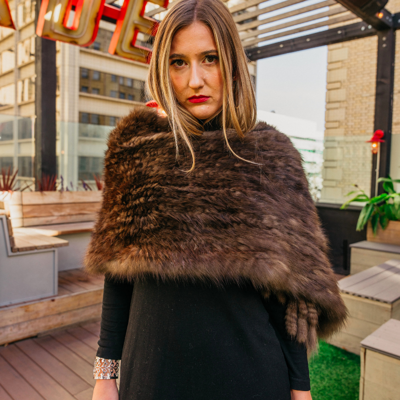 Sable Knit Wrap with Pockets & Fringe