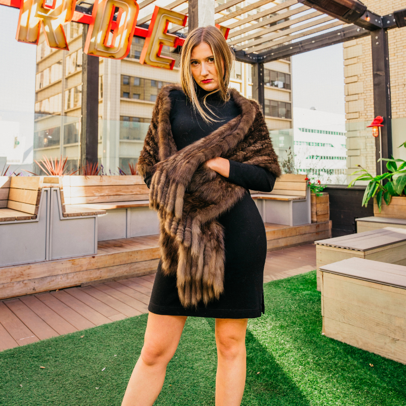 Sable Knit Wrap with Pockets & Fringe
