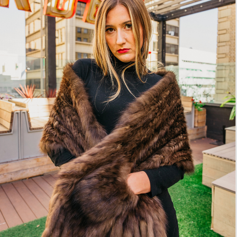 Sable Knit Wrap with Pockets & Fringe