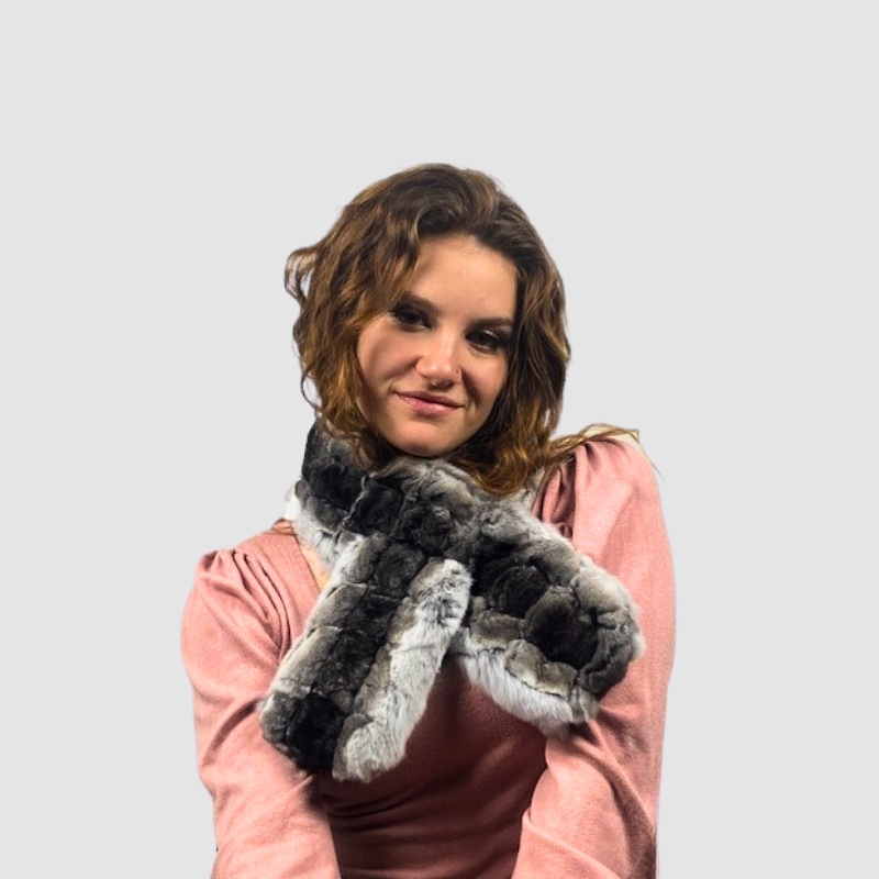 Sculptured Natural Chinchilla Double Fur Scarf/Neck warmer