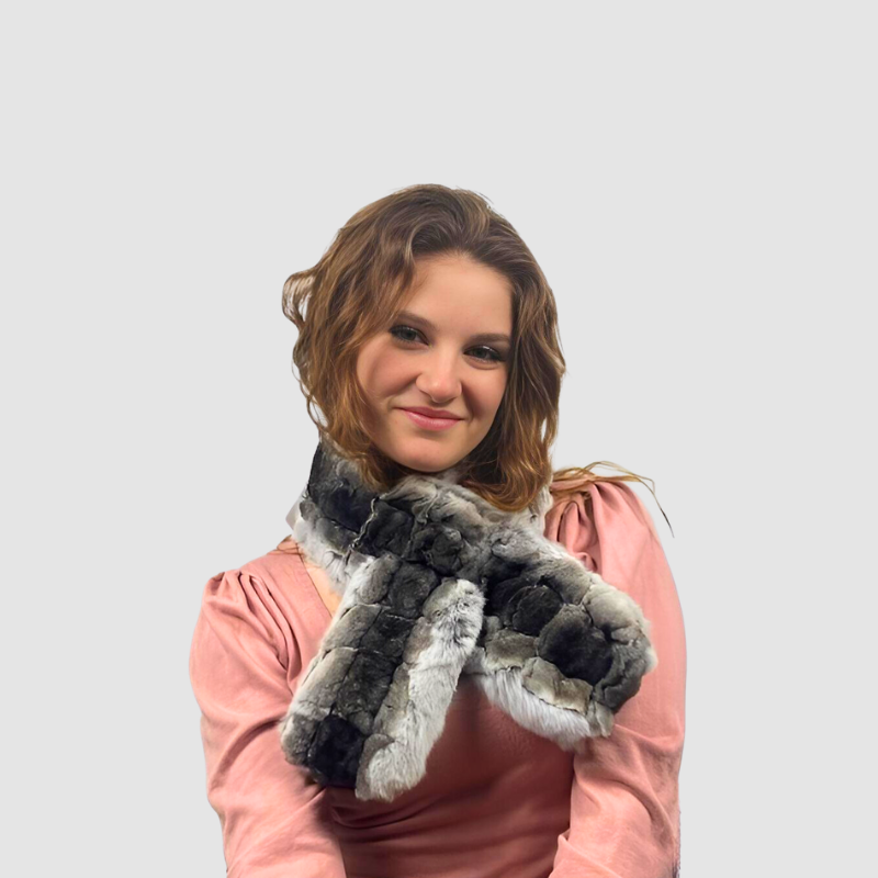 Sculptured Natural Chinchilla Double Fur Scarf/Neck warmer