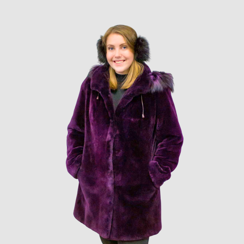 Sheared Beaver Dyed Jacket - Detachable Hood Fox Trim