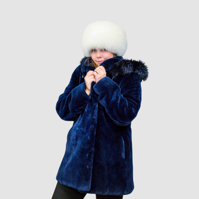 Sheared Beaver Dyed Jacket - Detachable Hood Fox Trim