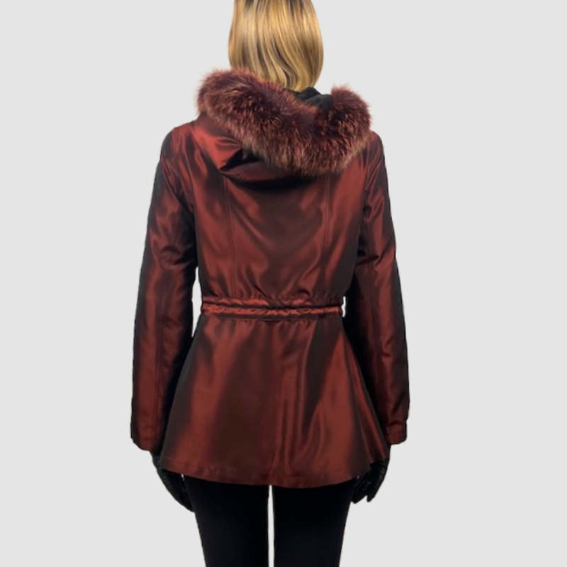 Sheared Mink Paw Jacket - Hooded - Reversible to Taffeta