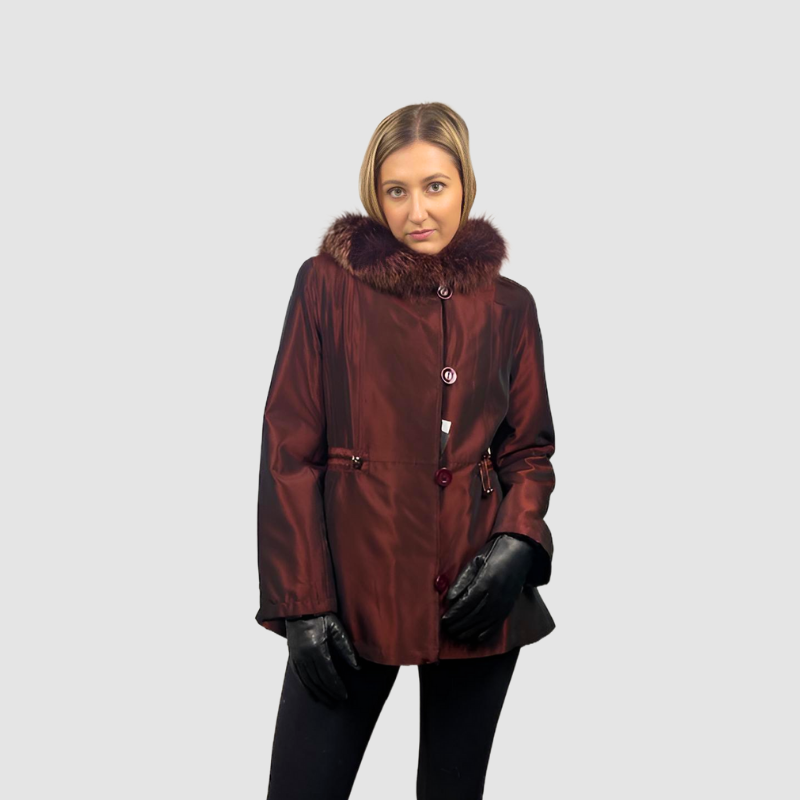 Sheared Mink Paw Jacket - Hooded - Reversible to Taffeta