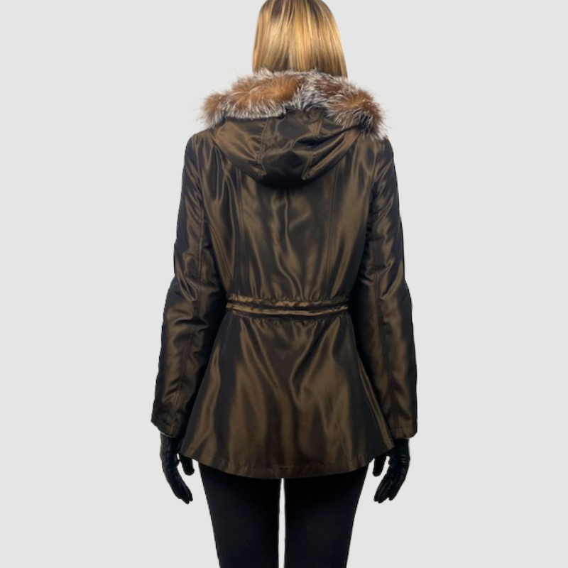 Sheared Mink Paw Jacket - Hooded - Reversible to Taffeta