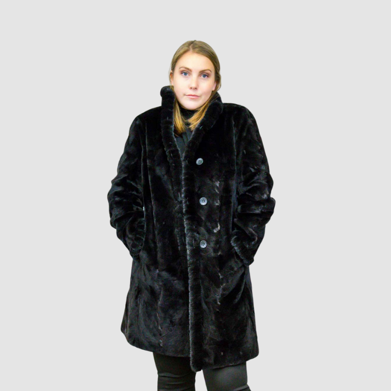Sheared Mink Section 3/4 - Reversible to Taffeta