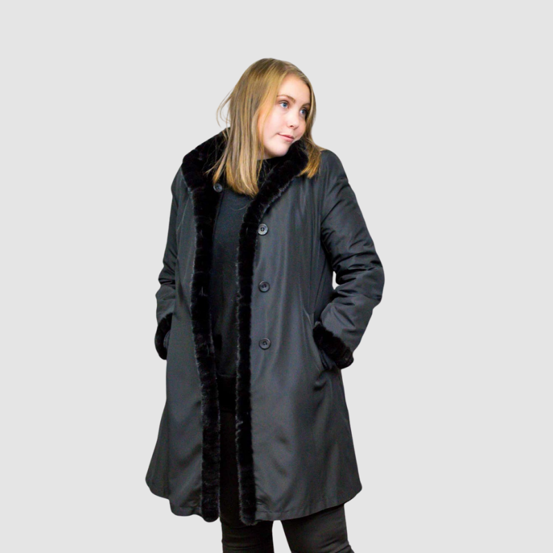 Sheared Mink Section 3/4 - Reversible to Taffeta