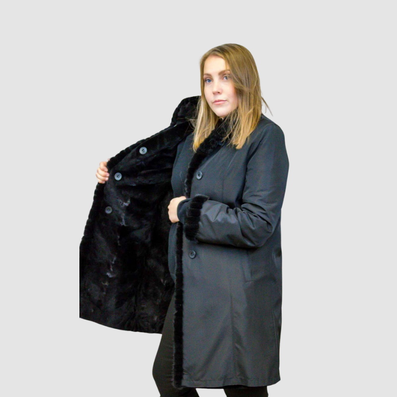 Sheared Mink Section 3/4 - Reversible to Taffeta
