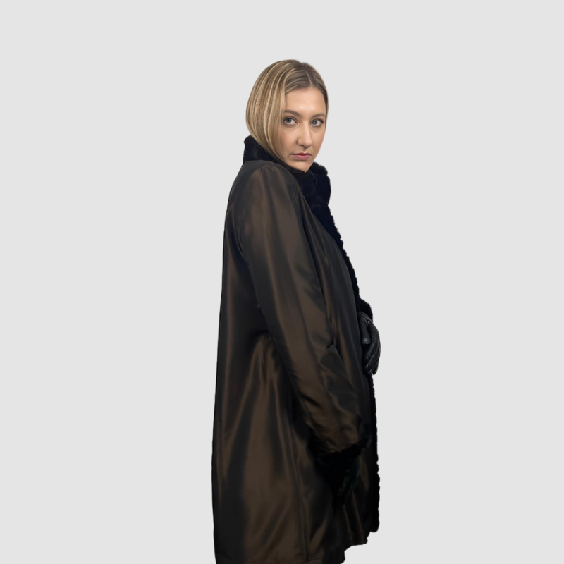 Sheared Mink Section 3/4 - Reversible to Taffeta