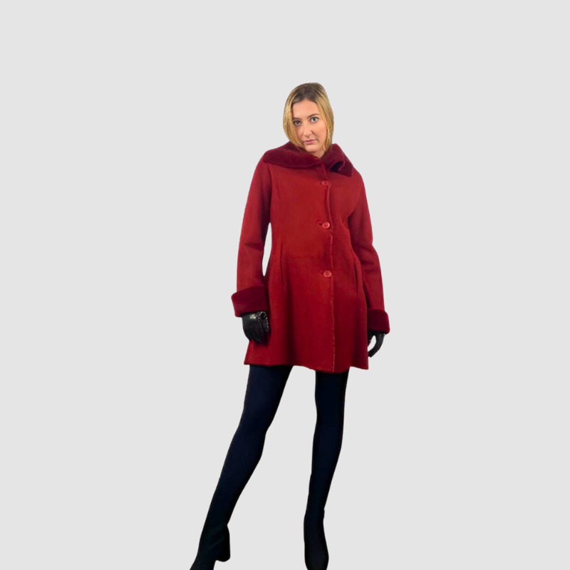 Shearling Jacket Cherry Suede
