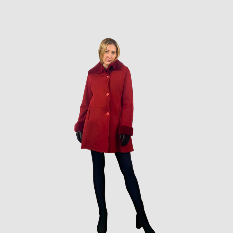 Shearling Jacket Cherry Suede