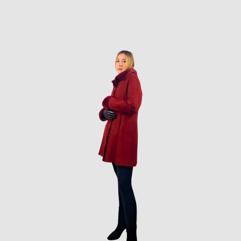 Shearling Jacket Cherry Suede