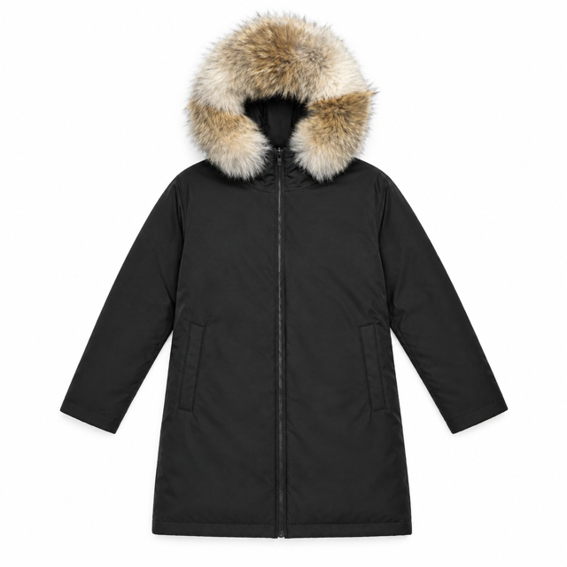 Black Men's Shearling Hooded Jacket