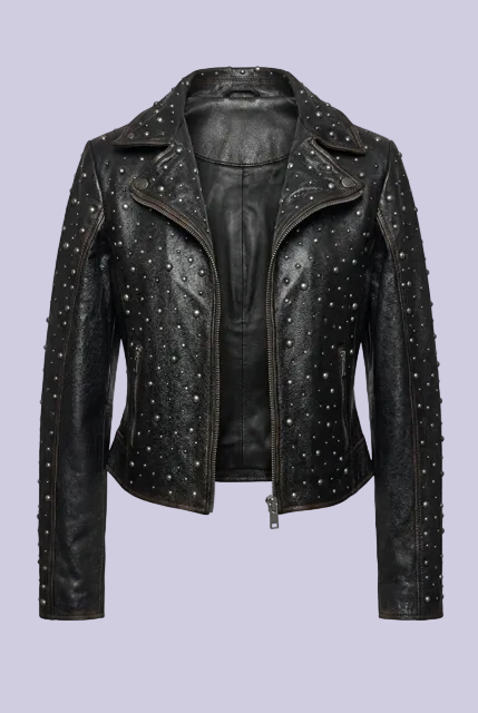 Roxanne RF Leather Jacket-Vintage Black