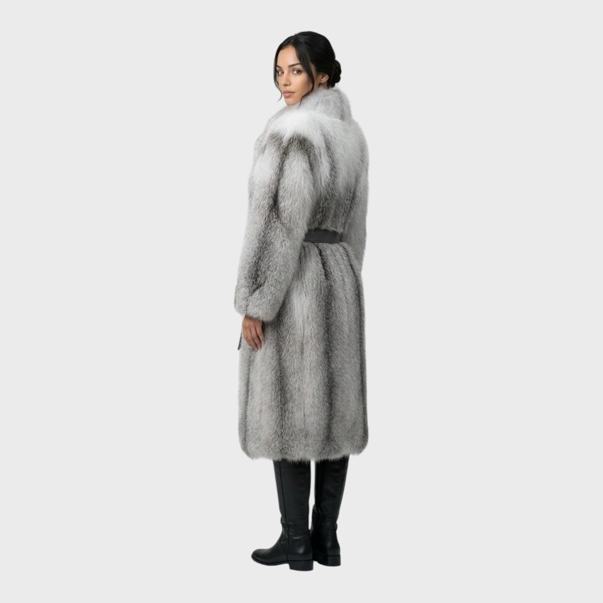 Natural Shadow Frost Full-Length Fox Fur Coat