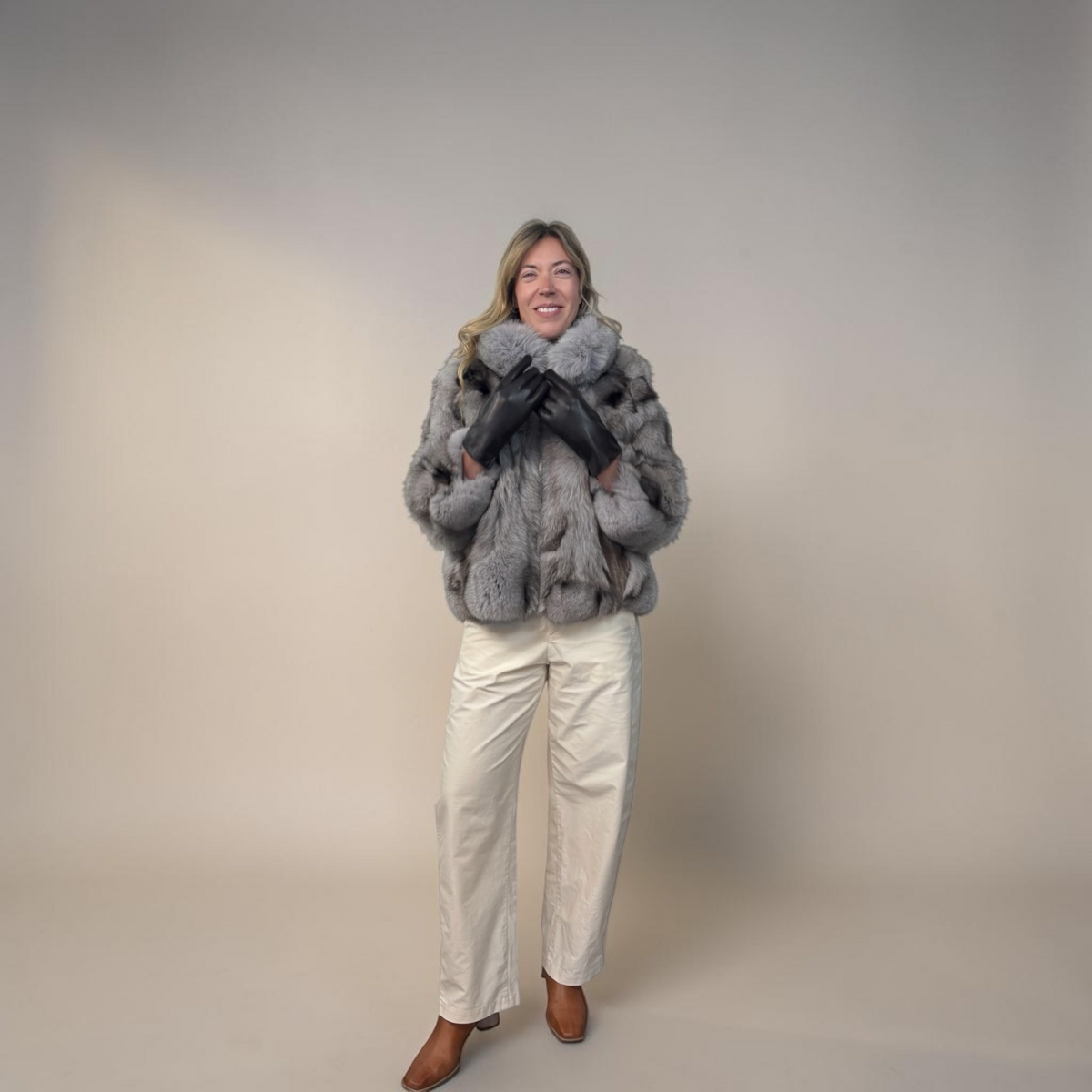 Blue Fox Patchwork Short Jacket