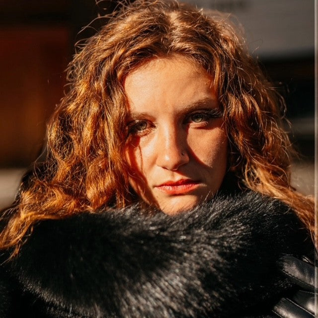 Black Alpaca Cape -Fox Trim
