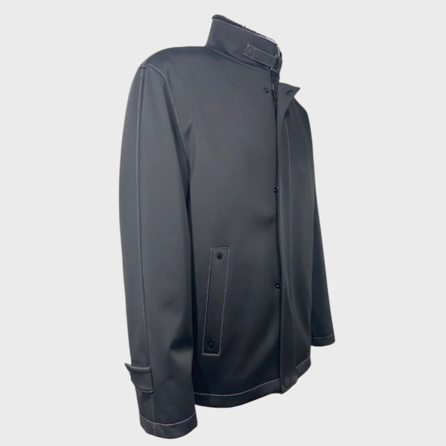 Black Men's Nylon Shell Jacket & Lined with Black Shearling