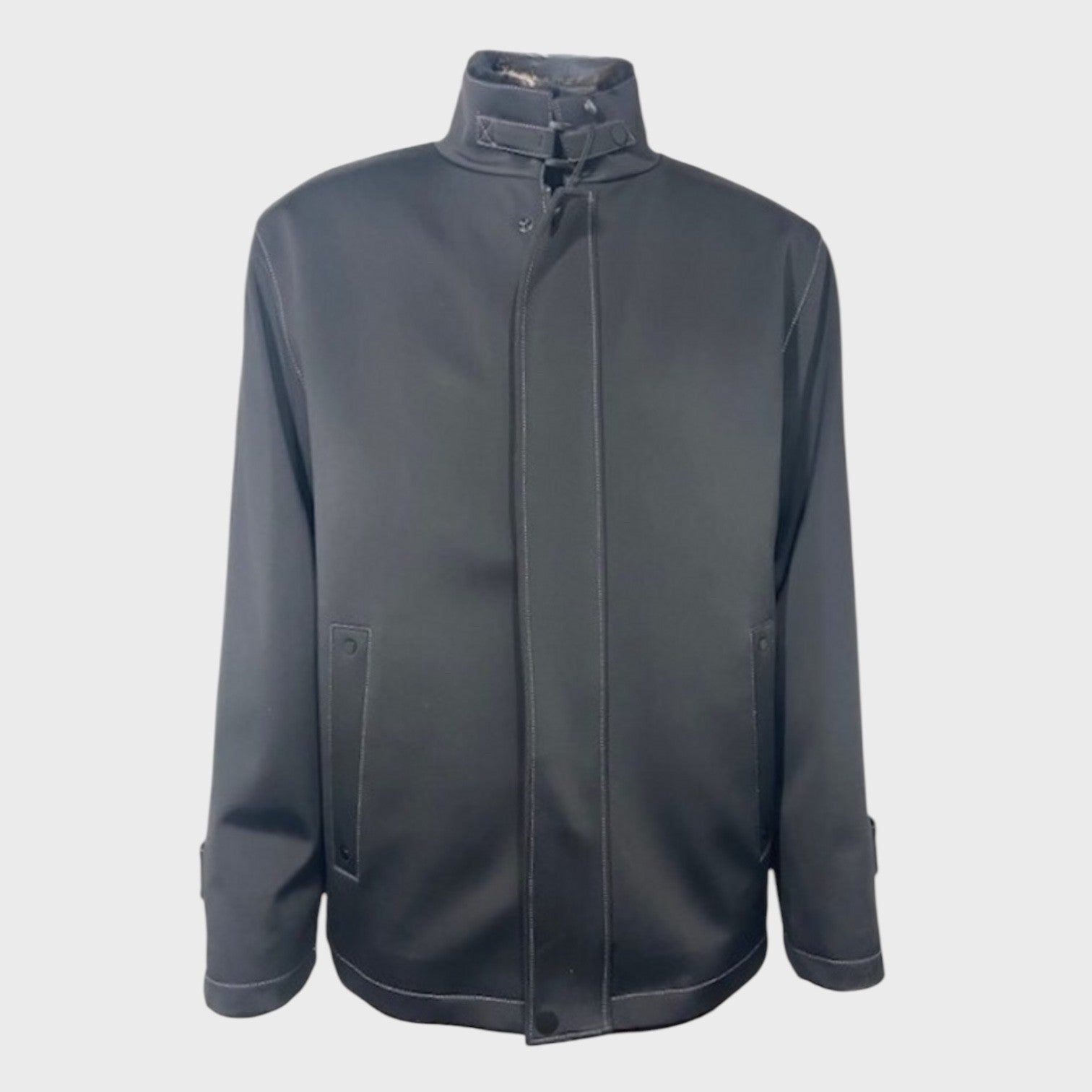 Black Men's Nylon Shell Jacket & Lined with Black Shearling