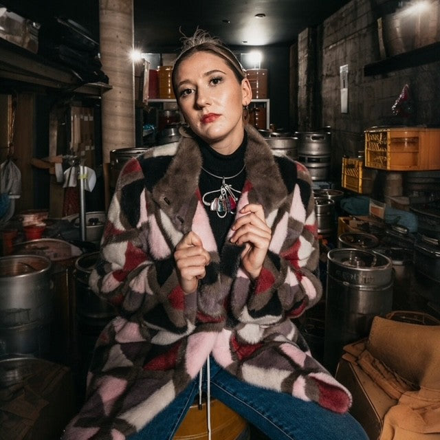 Multi Color Diamond Cut Mink Jacket