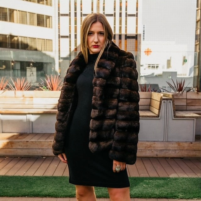Brown Dyed Chinchilla Short Jacket