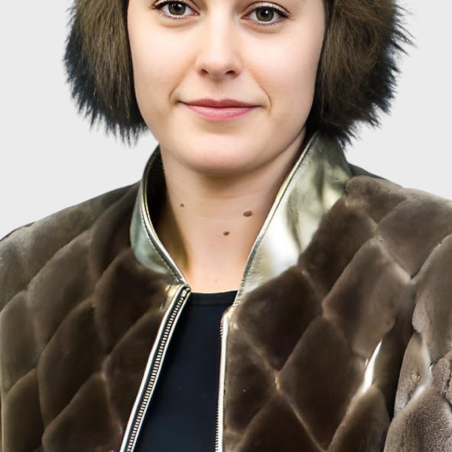 Natural Sheared Beaver Jacket - Leather Inserts