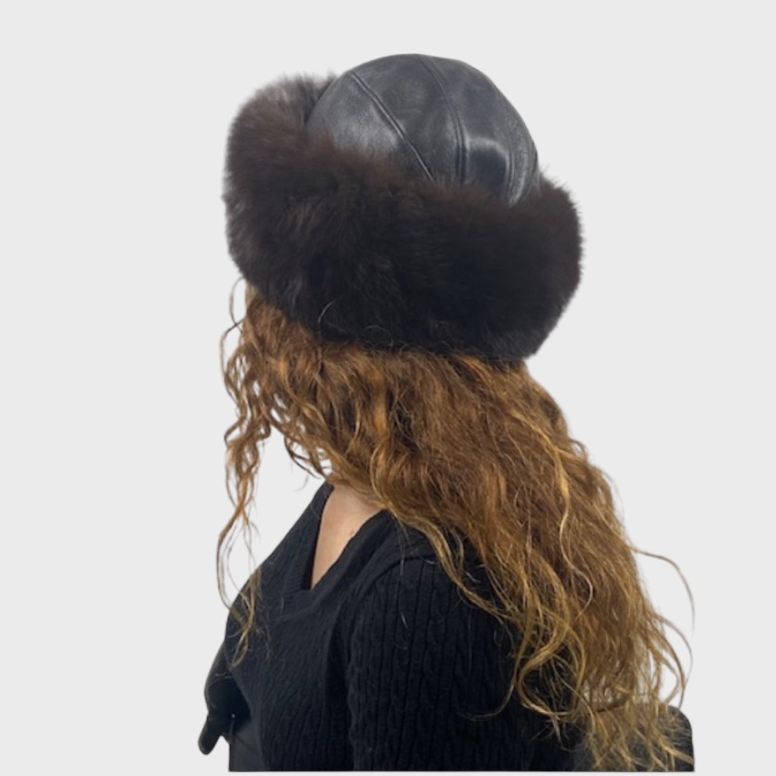Fox Hat with Leather Top