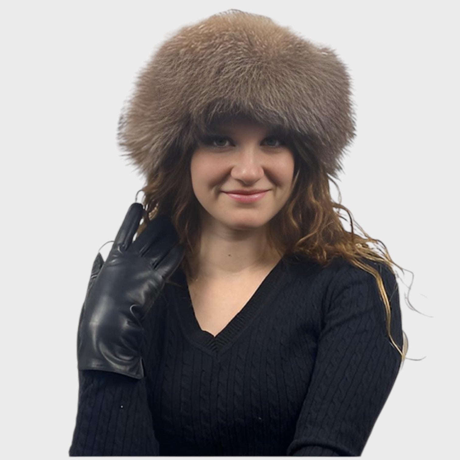 Fox Hat with Leather Top