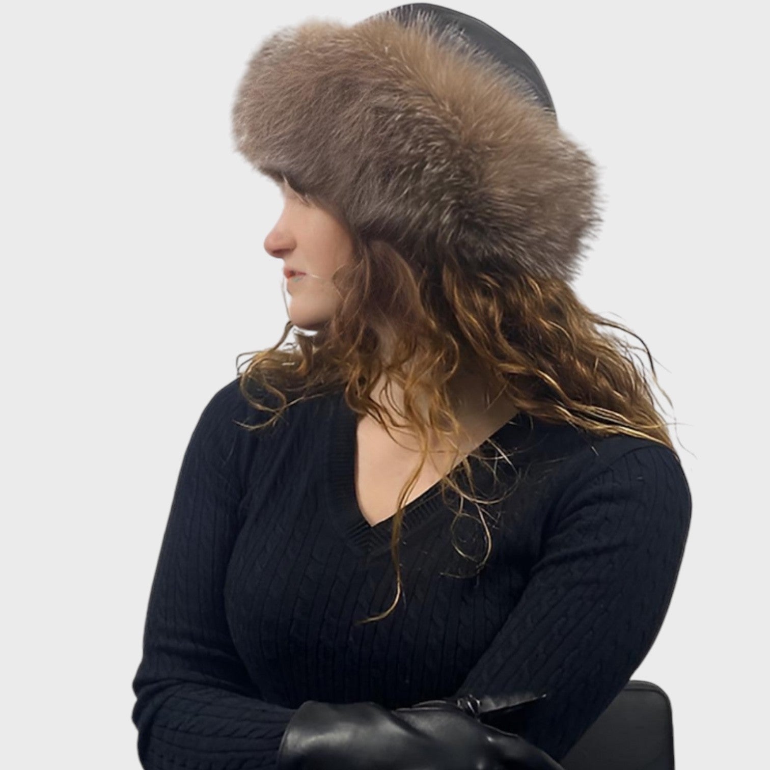 Fox Hat with Leather Top