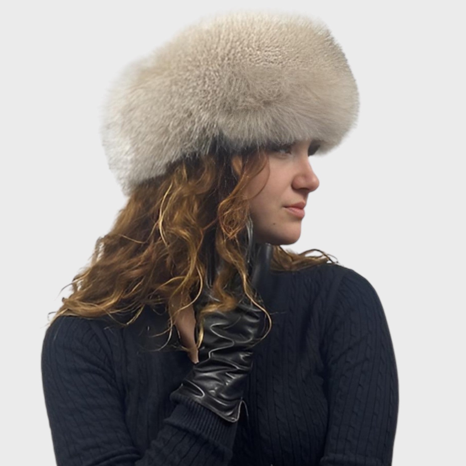 Fox Hat with Leather Top