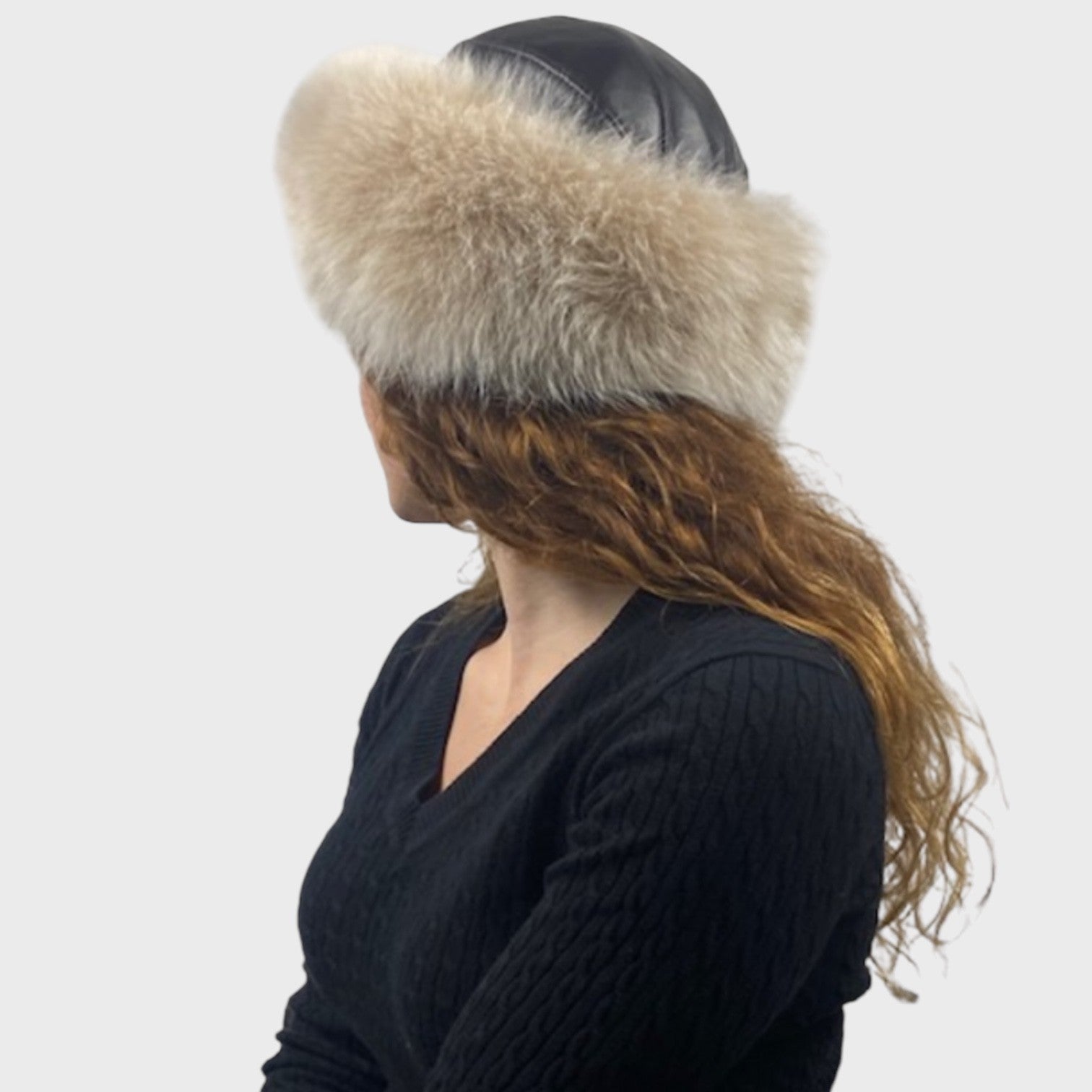 Fox Hat with Leather Top