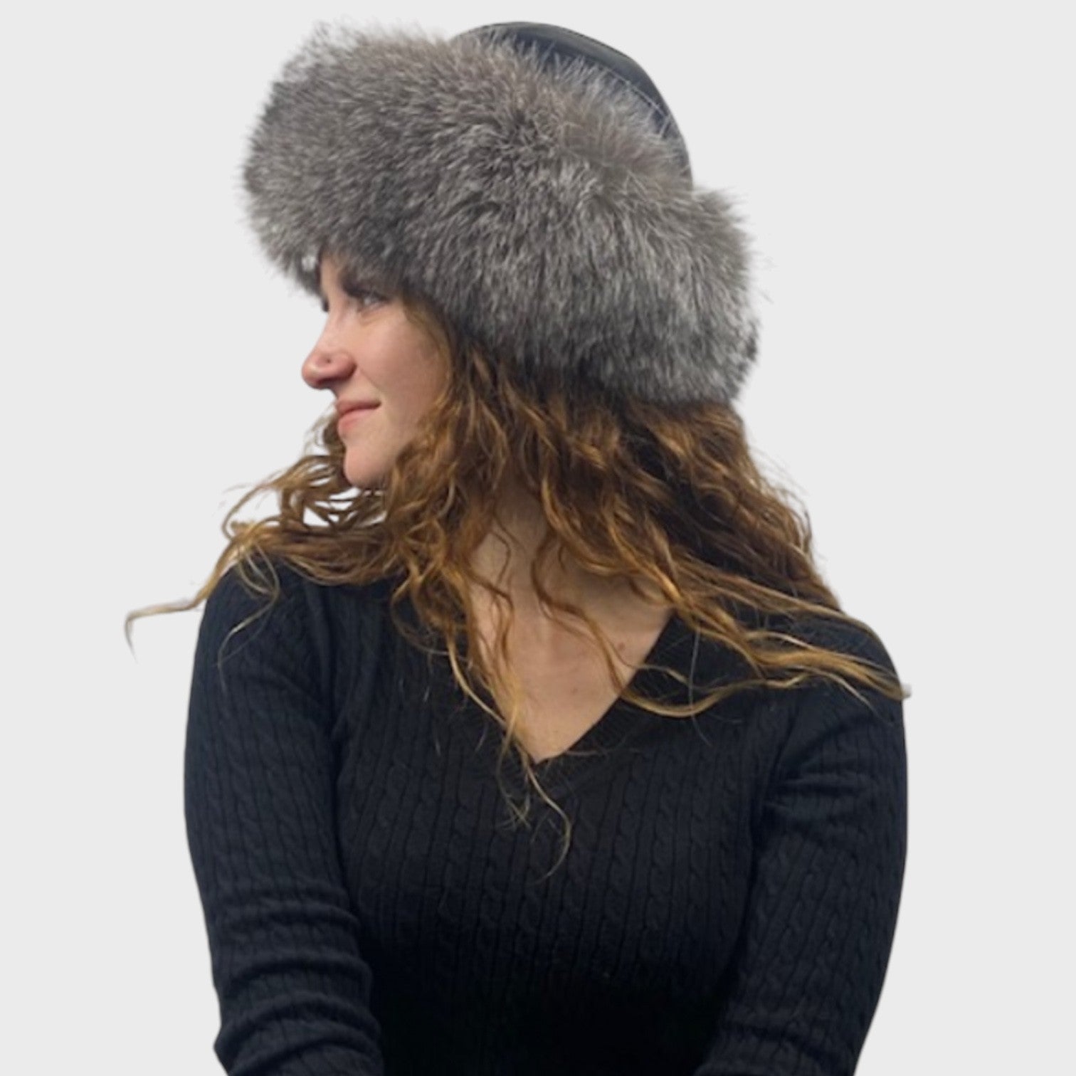 Fox Hat with Leather Top